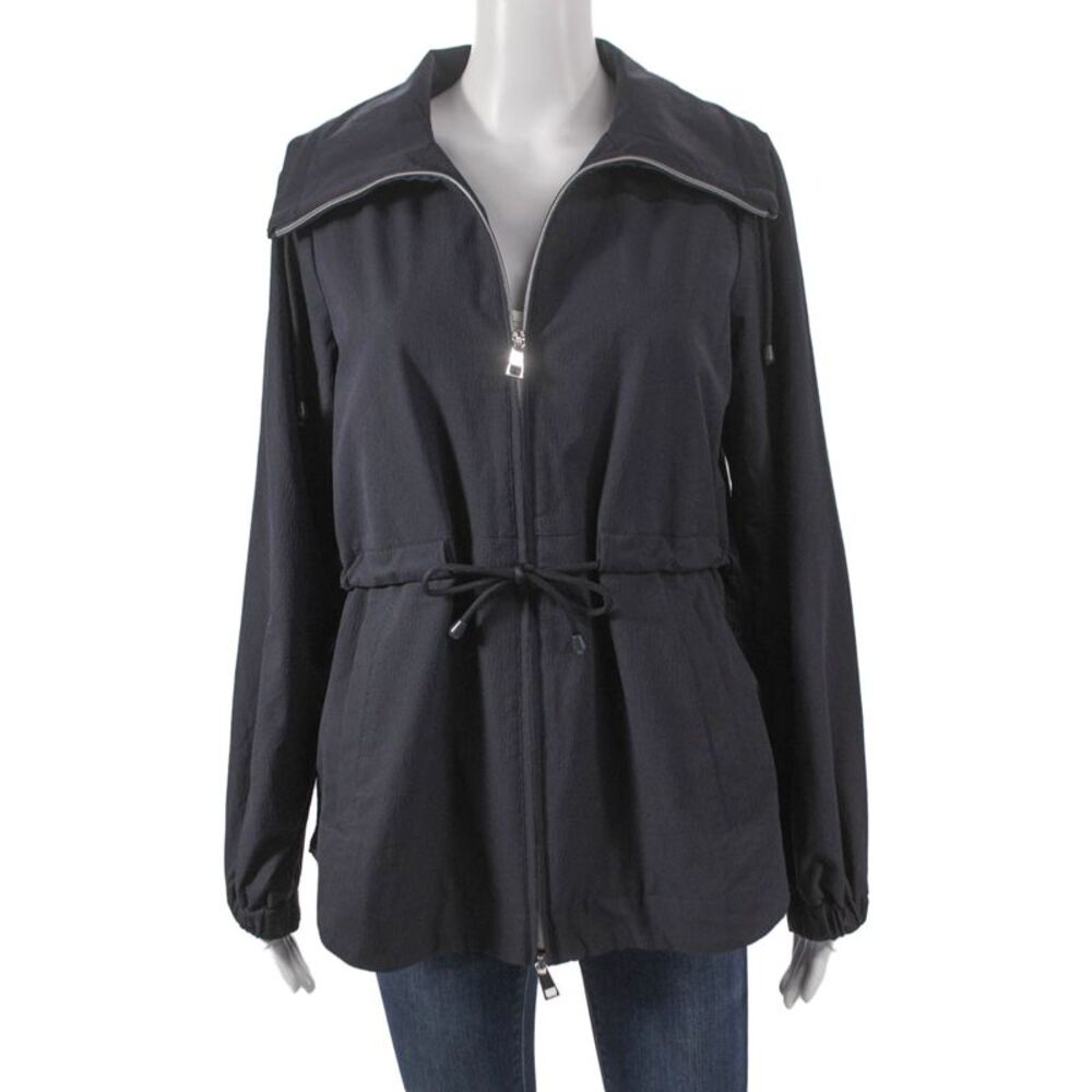 Renuar Womens Windbreaker Jacket Black Zip Long Sleeve Polyester Size XL